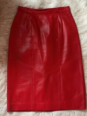 Wilson Red Faux Leather Pencil Skirt